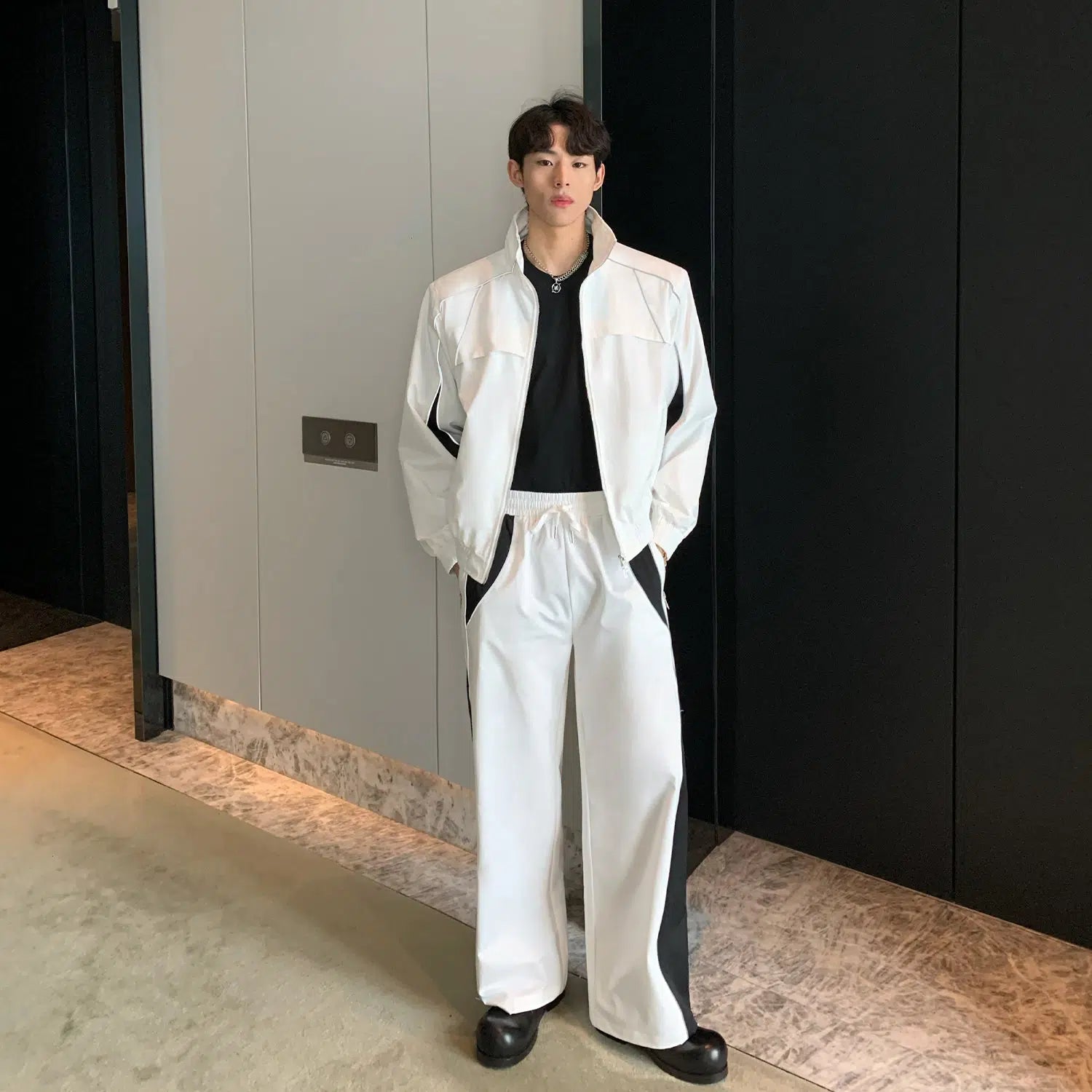 Reflective Colorblock Sports Two-piece Set