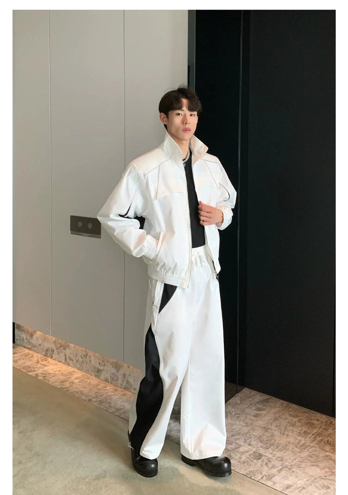 Reflective Colorblock Sports Two-piece Set