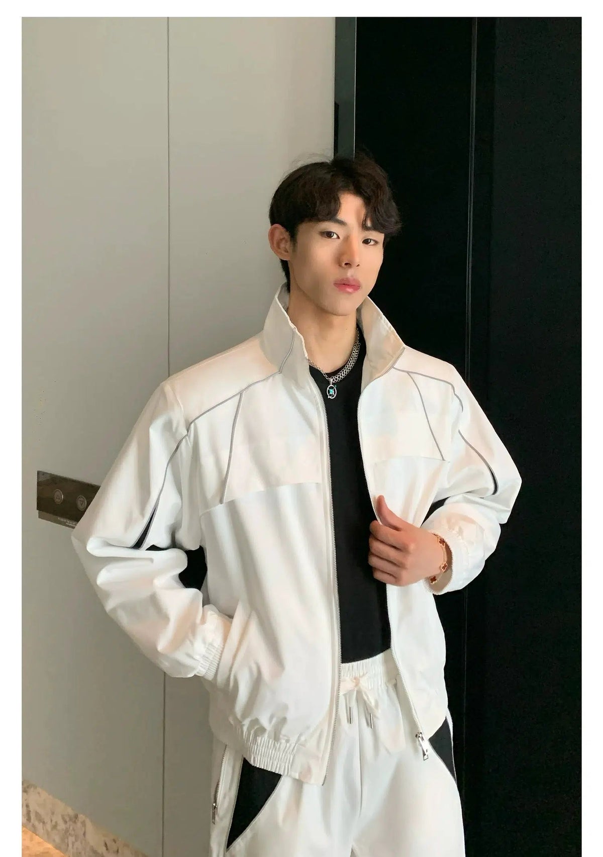 Reflective Colorblock Sports Two-piece Set