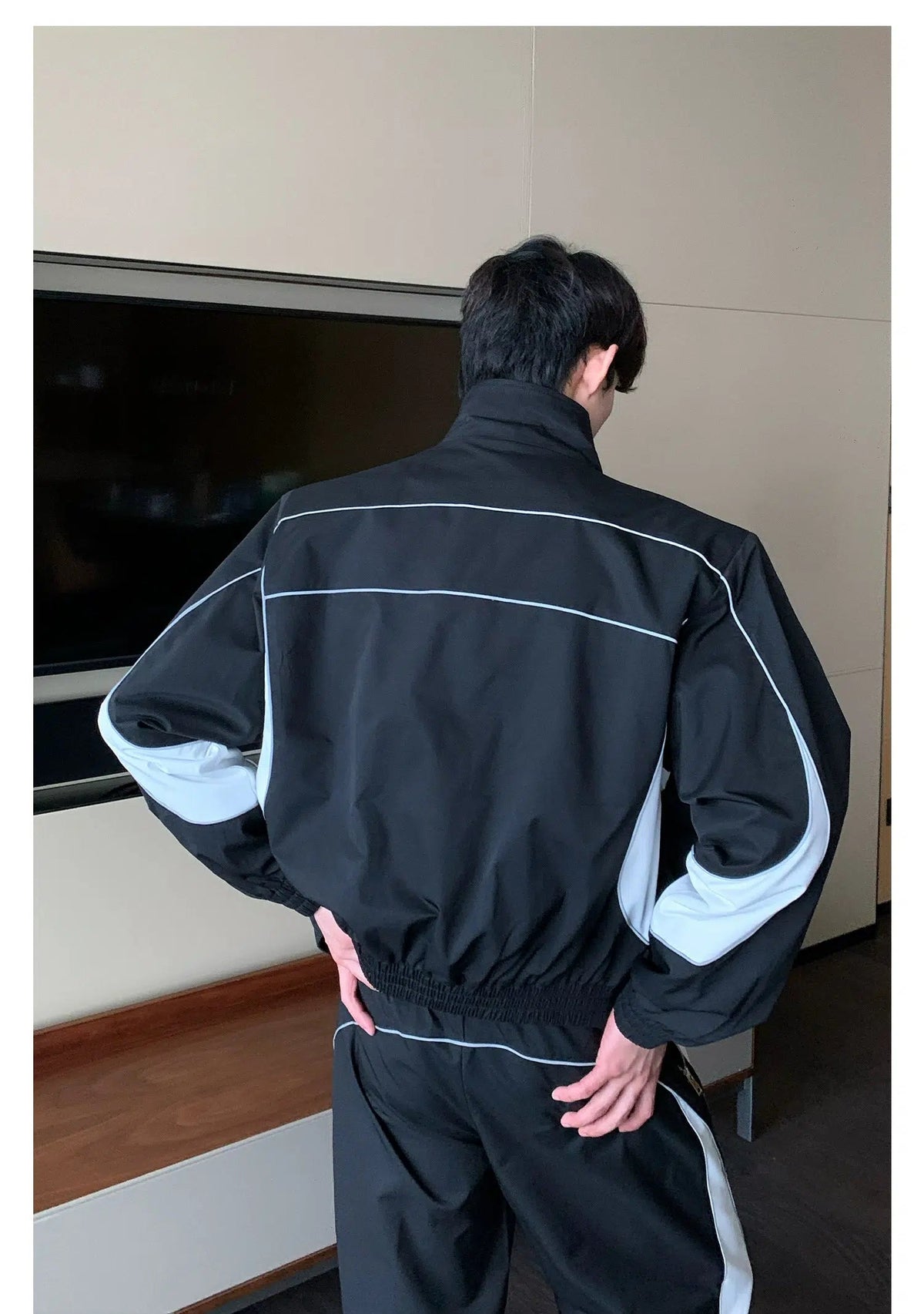 Reflective Colorblock Sports Two-piece Set