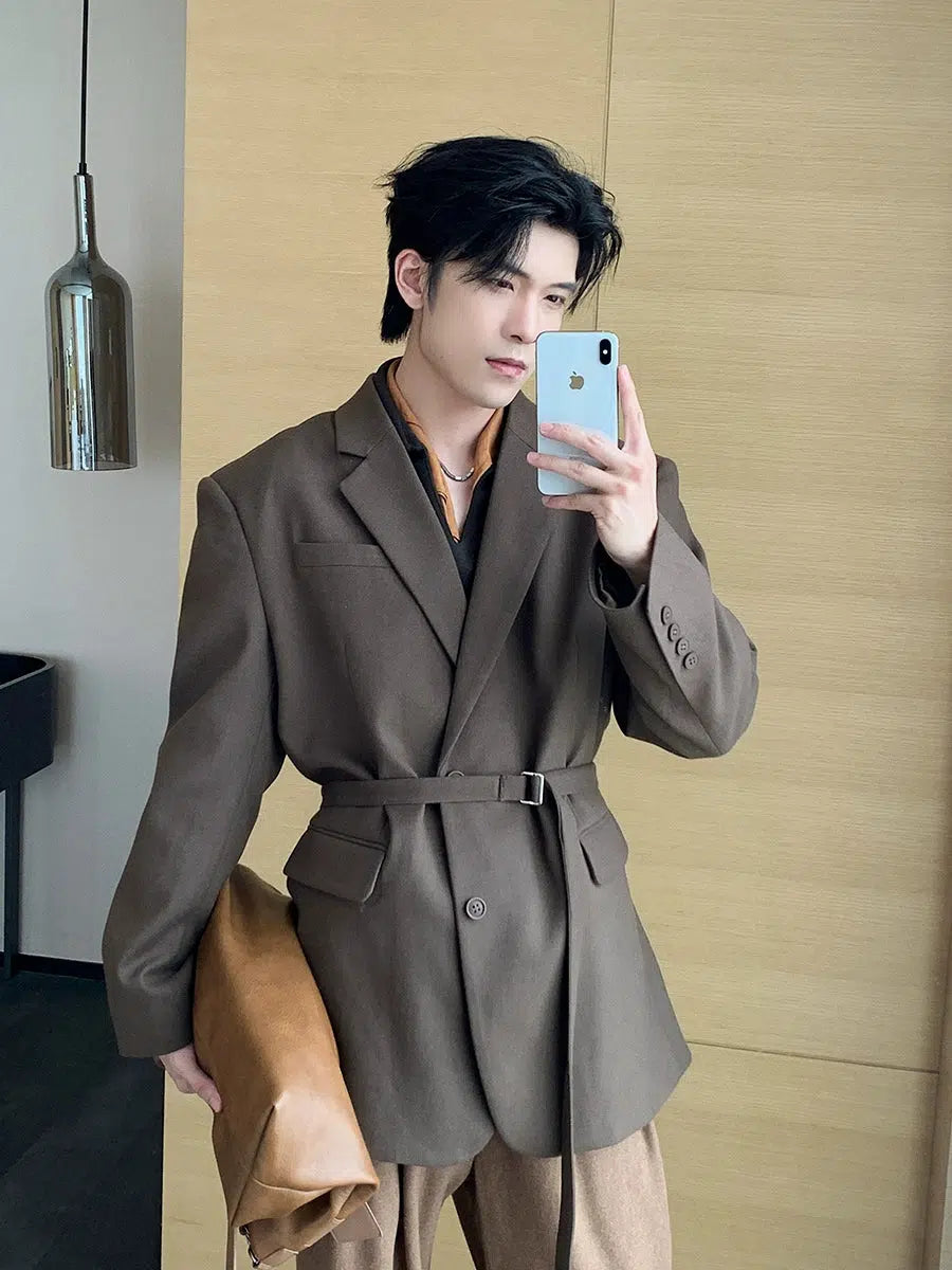 Relaxed Fit Belted Blazer