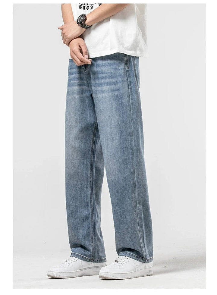 Relaxed Fit Blue Straight-leg Jeans