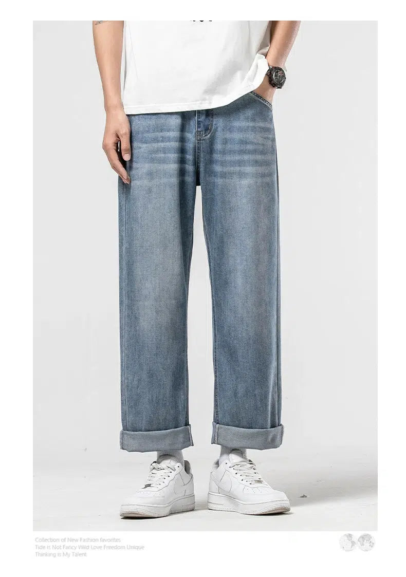 Relaxed Fit Blue Straight-leg Jeans