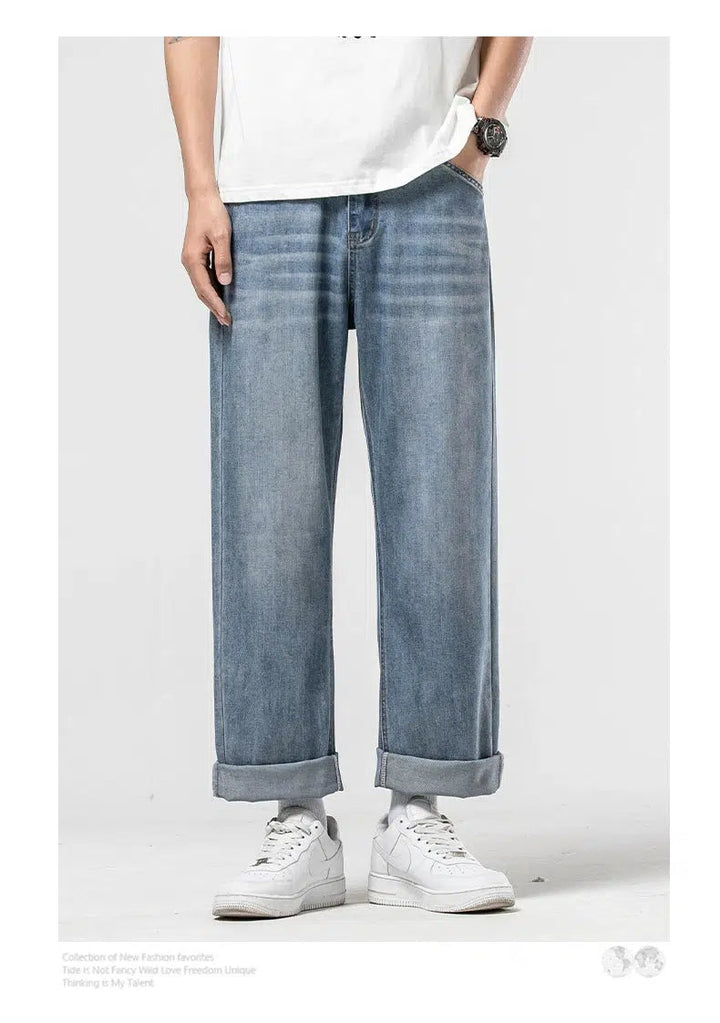 Relaxed Fit Blue Straight-leg Jeans