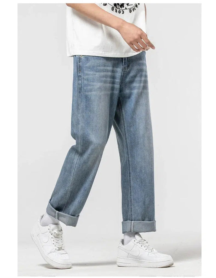 Relaxed Fit Blue Straight-leg Jeans