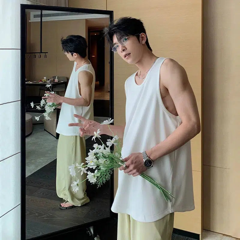 Relaxed Fit Crew Neck Tank Top