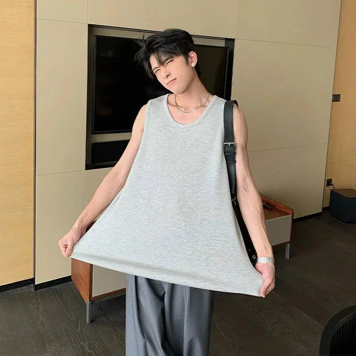 Relaxed Fit Crew Neck Tank Top