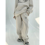 Distressed Retro Print Hoodie Pants Set