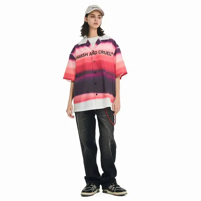 Rendering Color Printin Button-Up Shirt
