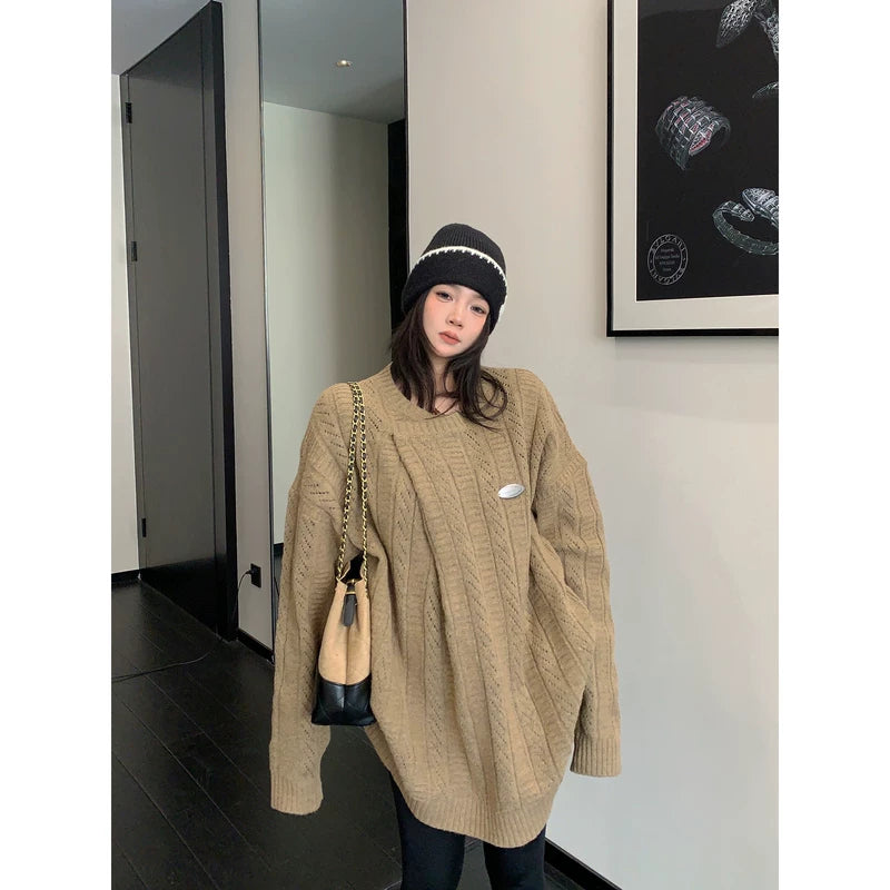 ,1627207:37944800,6002486120266,1627207:37944800,6002486120267,1627207:37944800,6002486120268,1627207:37944800,6002486120269,6002486120266,6002486120267,6002486120268,6002486120269, Oversized Cable Knit Pullover Sweater