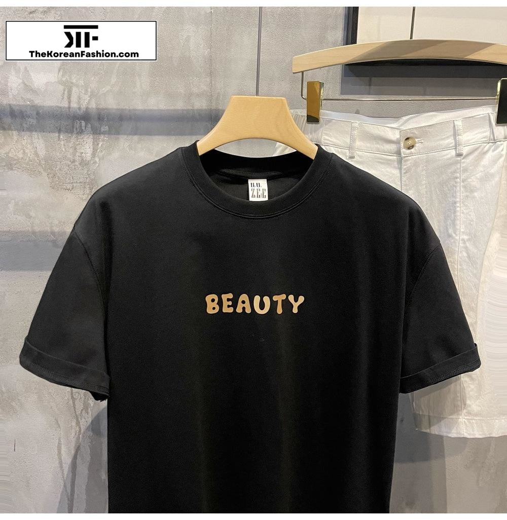 Retro Back Print Round Neck T-shirt