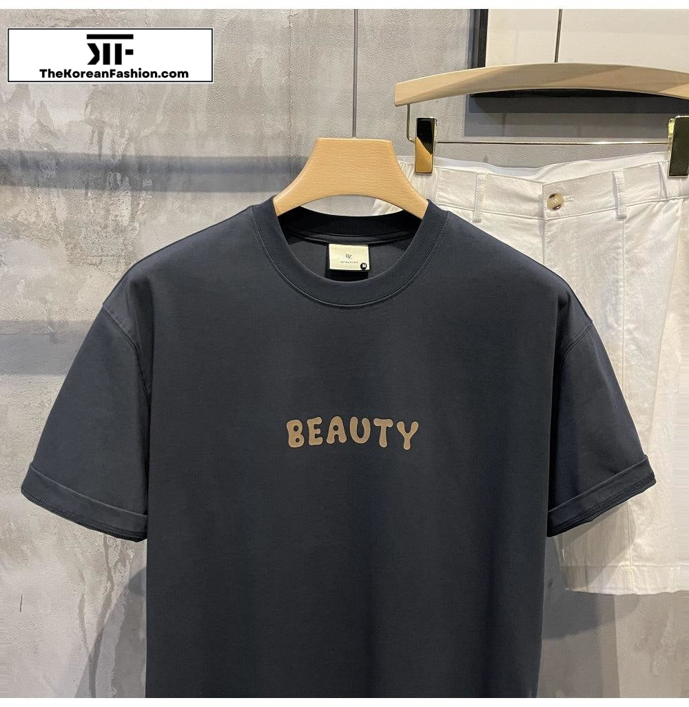 Retro Back Print Round Neck T-shirt