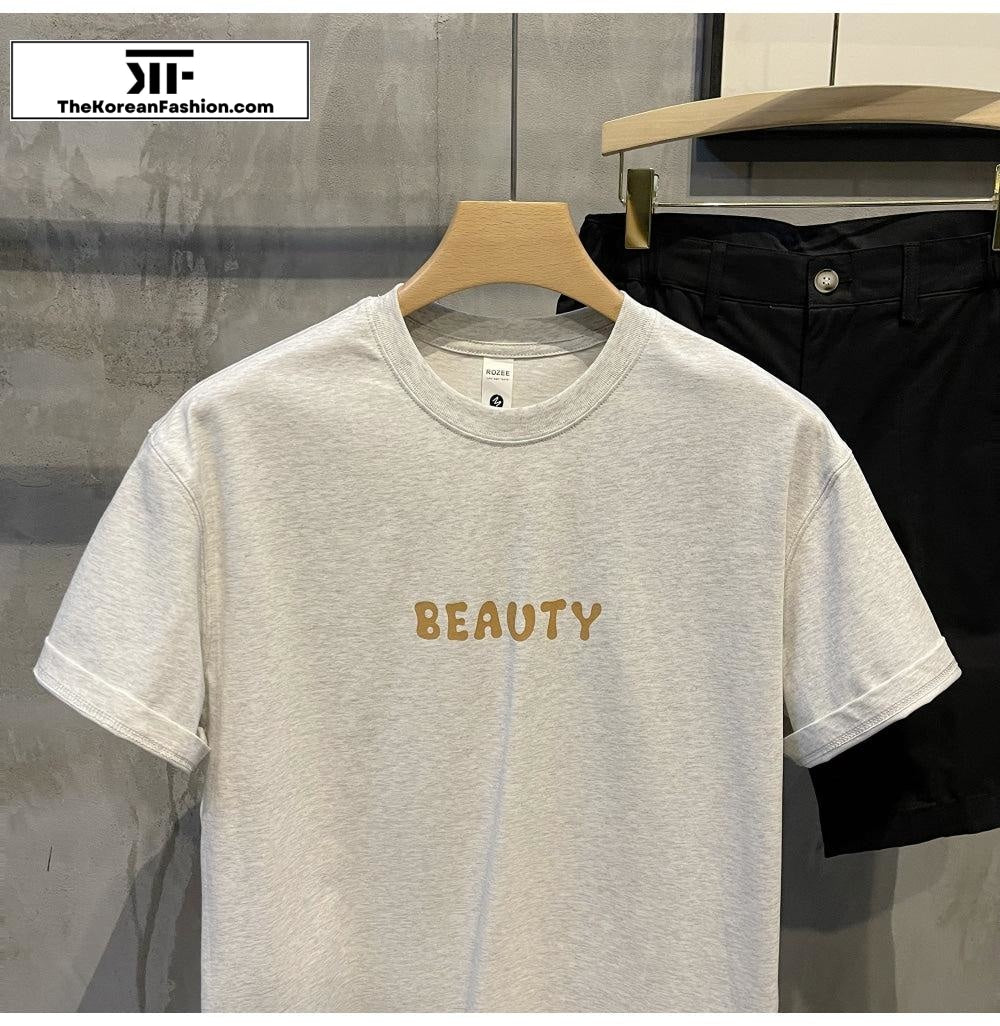 Retro Back Print Round Neck T-shirt