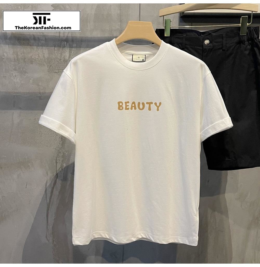 Retro Back Print Round Neck T-shirt