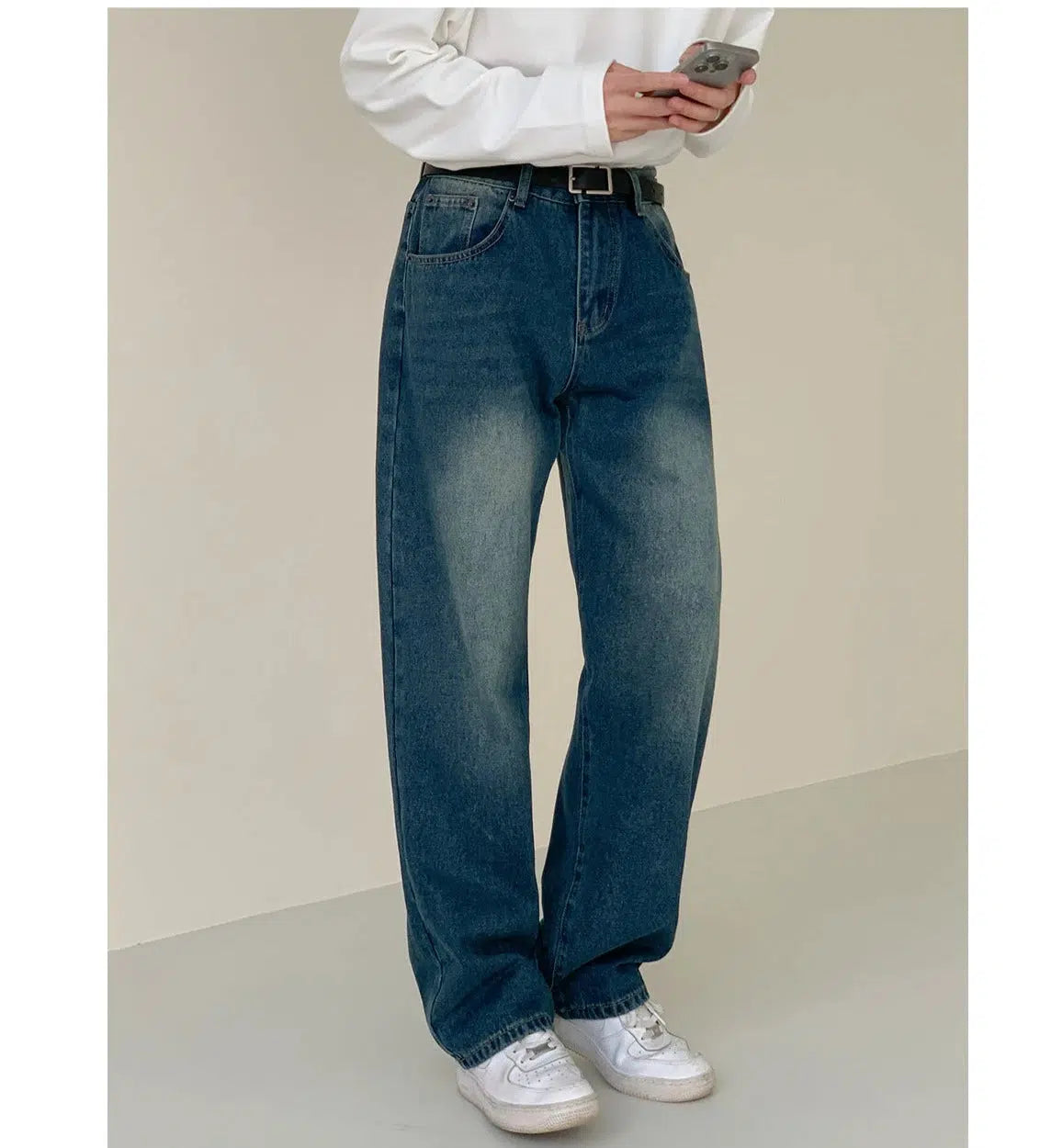 Retro Blue Straight Leg Jeans