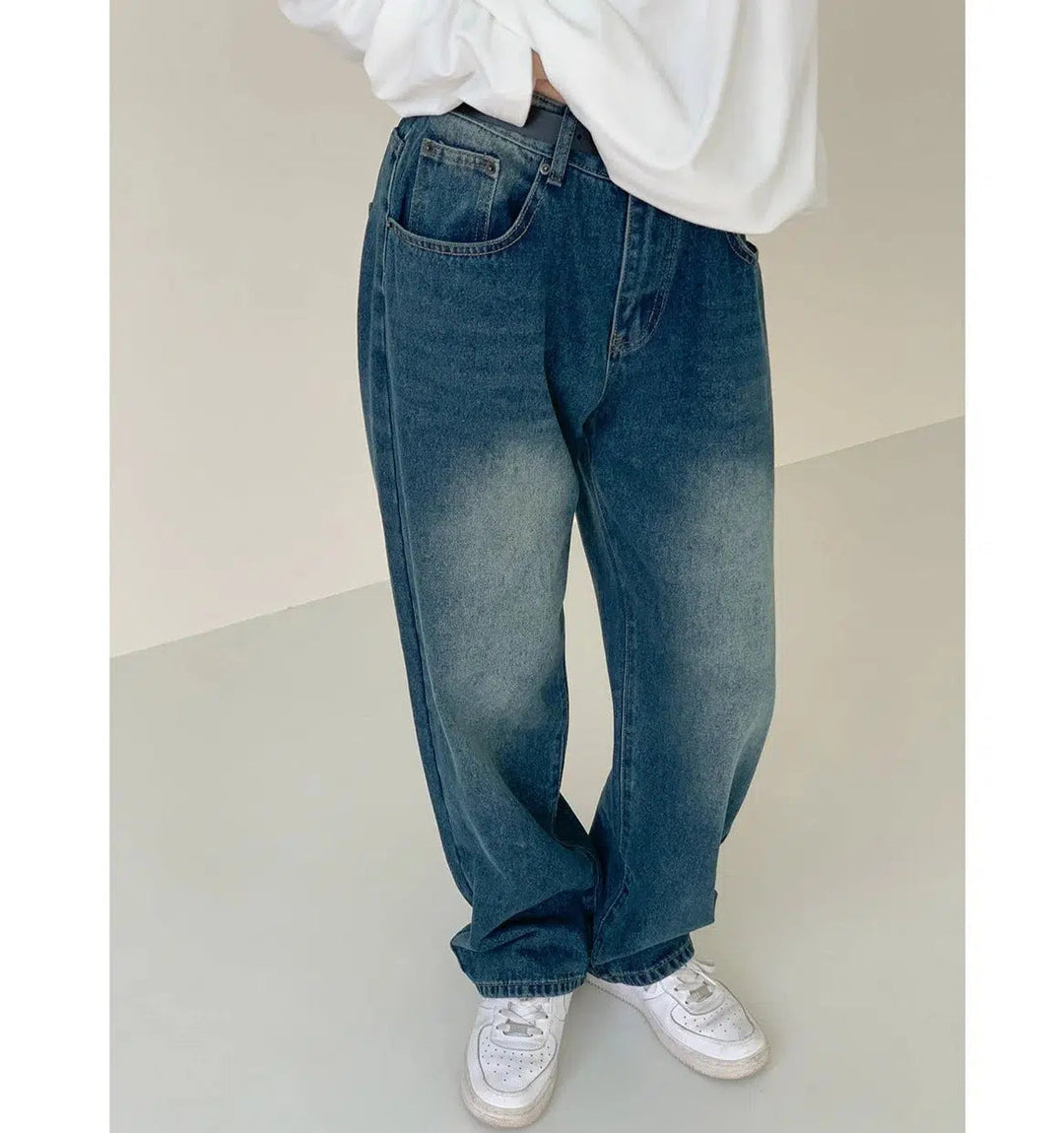 Retro Blue Straight Leg Jeans
