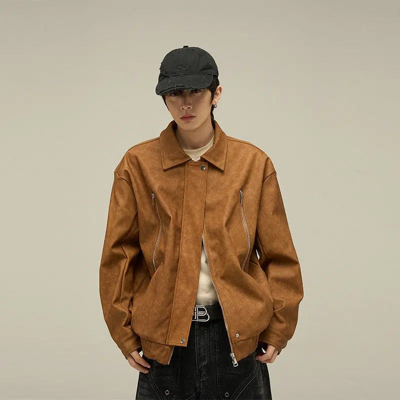 Retro Casual PU Leather Jacket