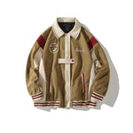 Retro Color Block Embroidered Suede Jacket