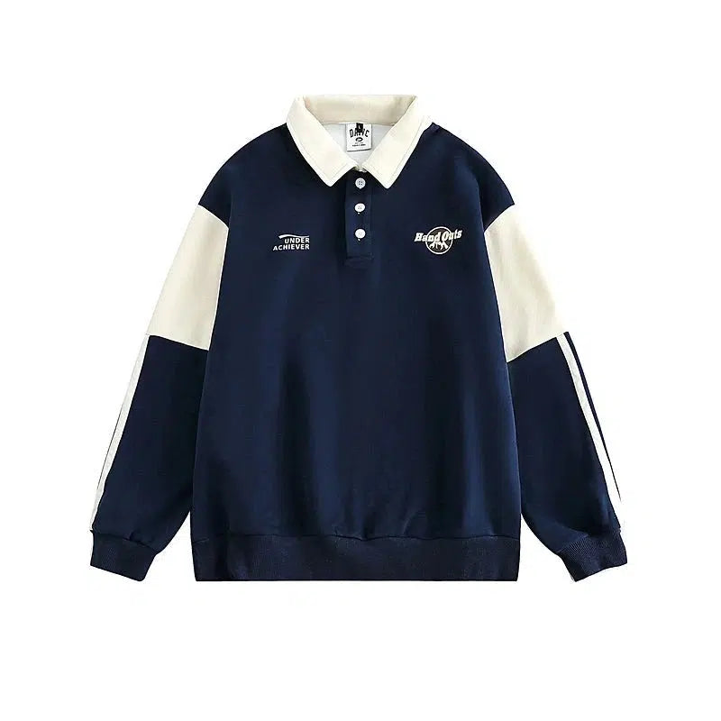 Retro Color-blocked POLO Pullover