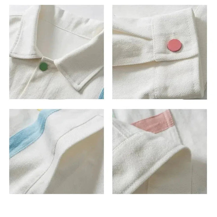 Retro Contrasting Color Splicing Lapel Jacket