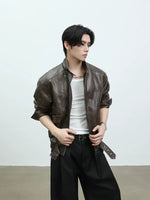 Stand Collar PU Leather Motorcycle Jacket 2