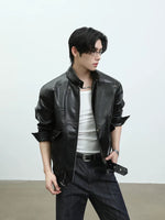 Stand Collar PU Leather Motorcycle Jacket 5