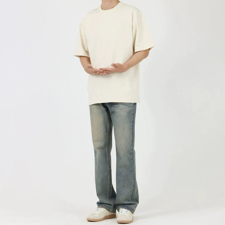 Retro Distressed Blue Straight Jeans