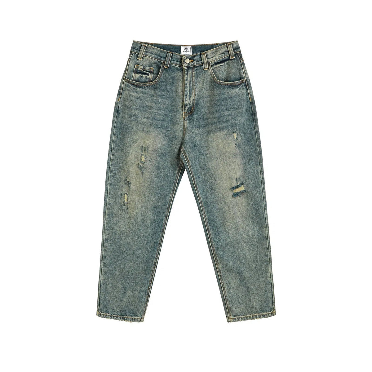 Retro Distressed Ripped Jeans