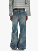 Distressed Wide Leg Flare Jeans Pants 5