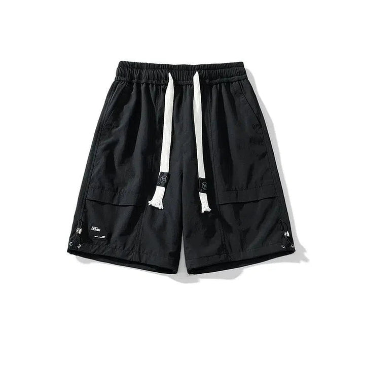 Retro Elastic Waist Drawstring Shorts