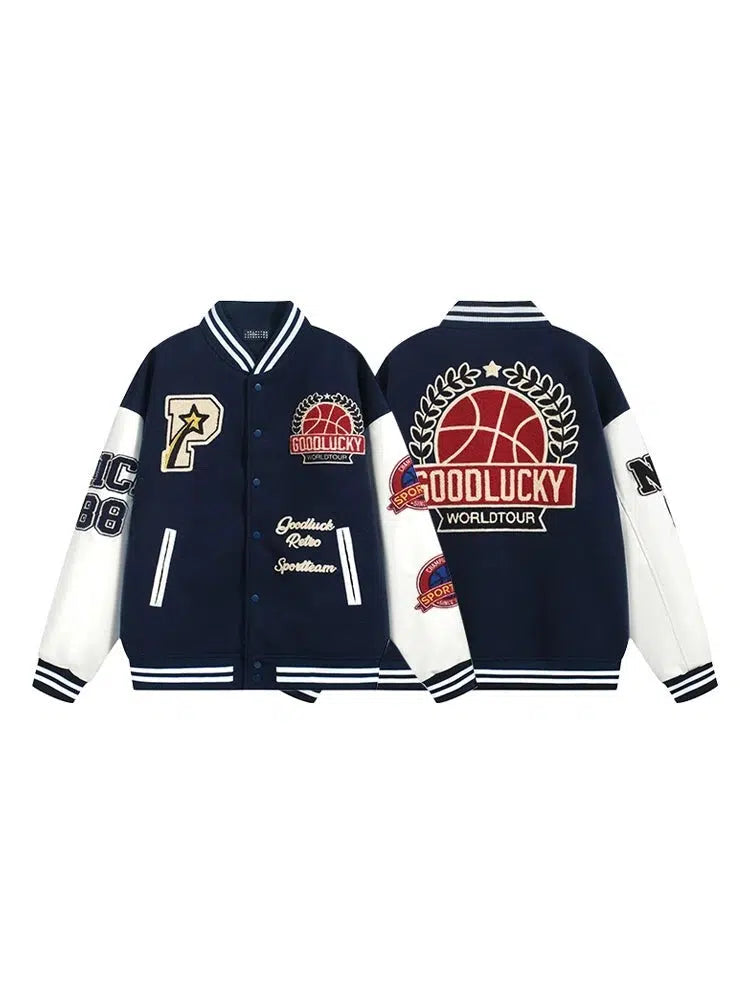 Retro Embroidered Letter Baseball Jackets