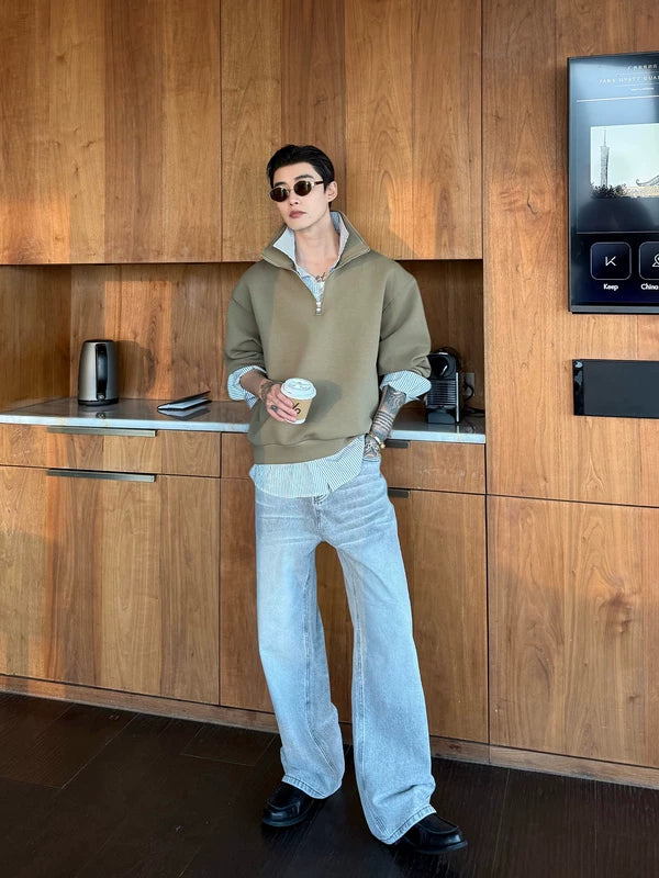 Half-Zip Polo Collar Layered Sweatshirt 4