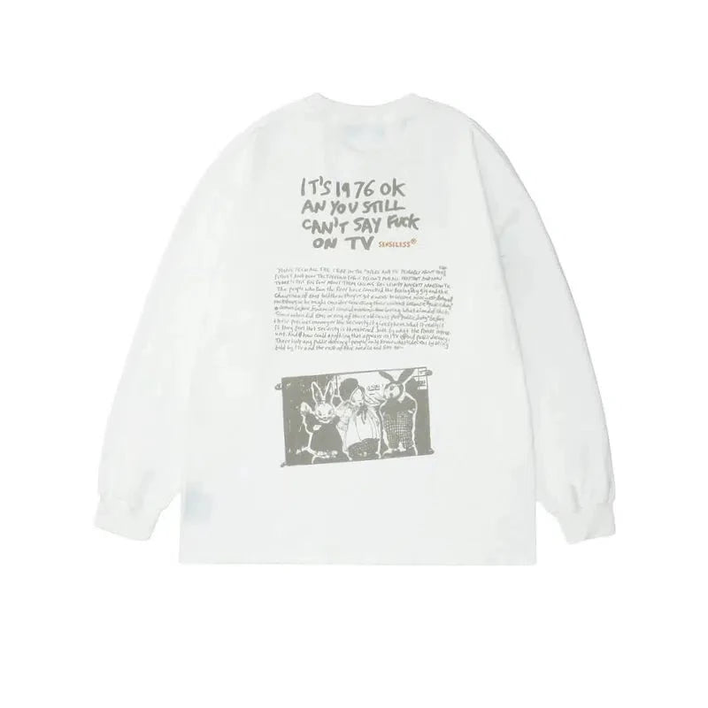 Retro Fun Printed Casual Sweatshirt