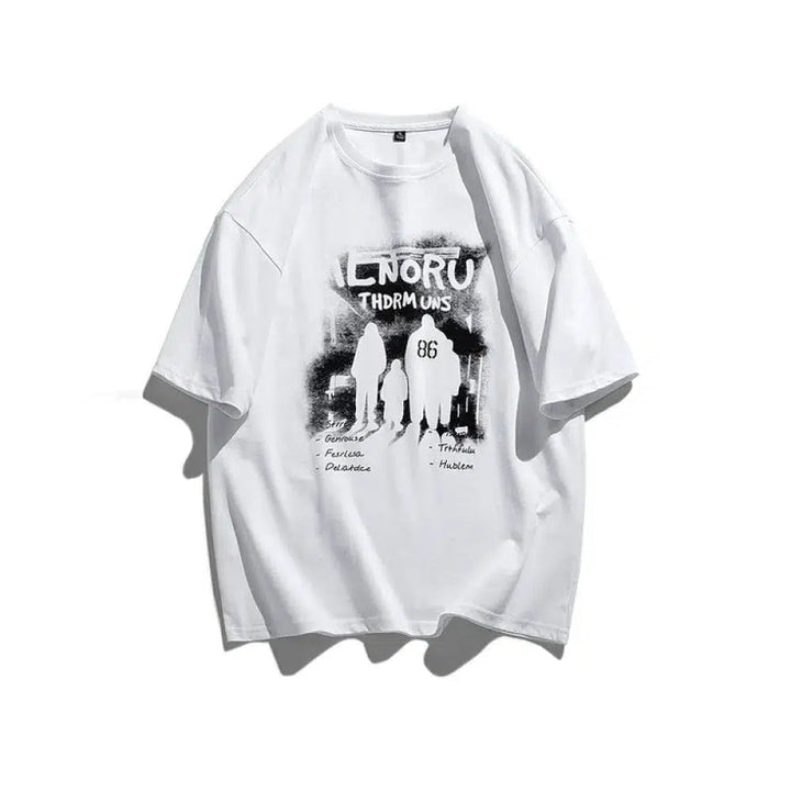 Retro Graffiti Printed Casual T-Shirt