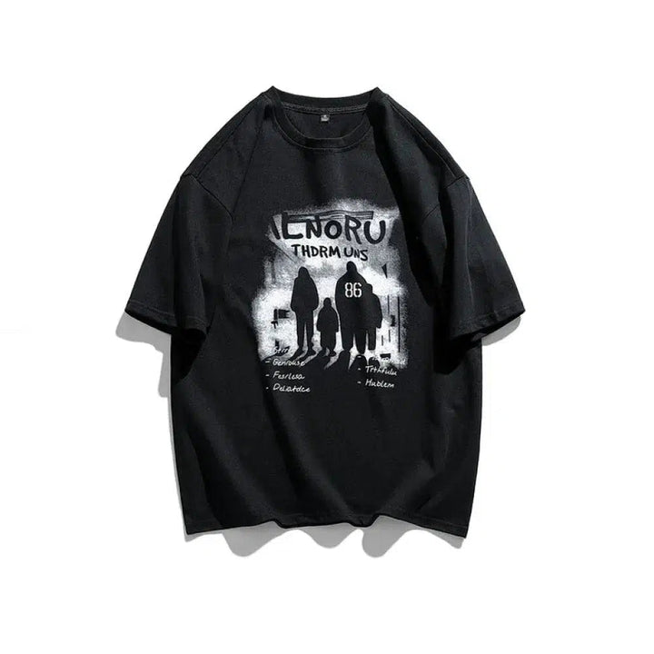 Retro Graffiti Printed Casual T-Shirt