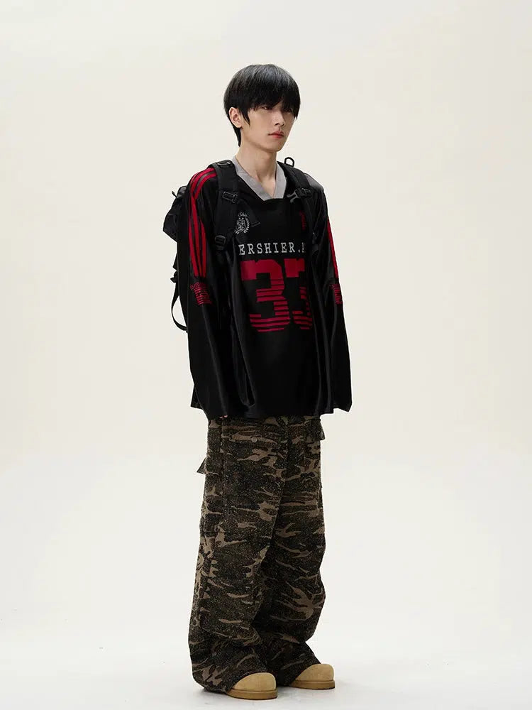 Retro Jersey Graphic Long Sleeve Pullover