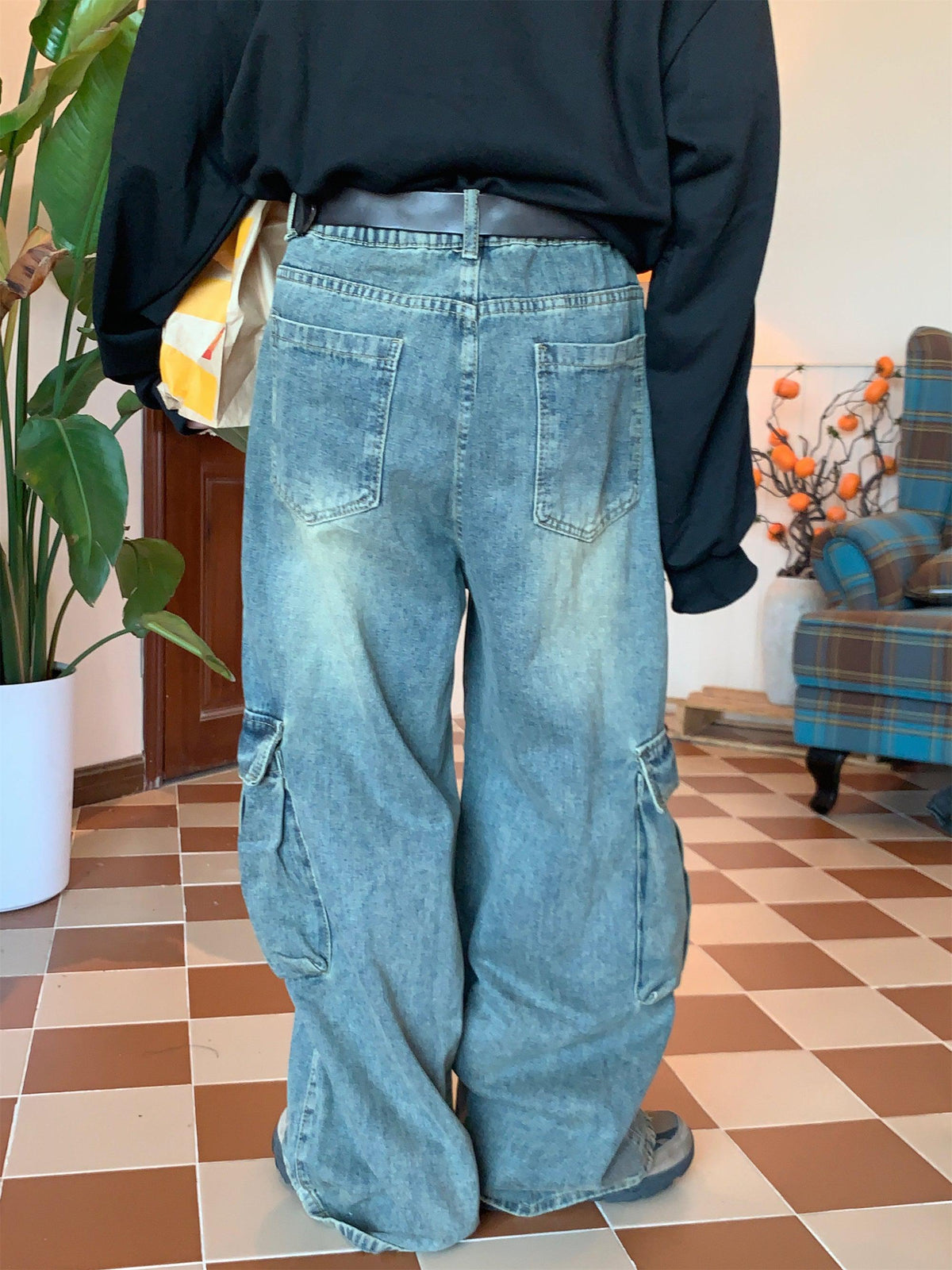 Retro Large Pocket Denim Overalls