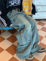 Retro Large Pocket Denim Overalls