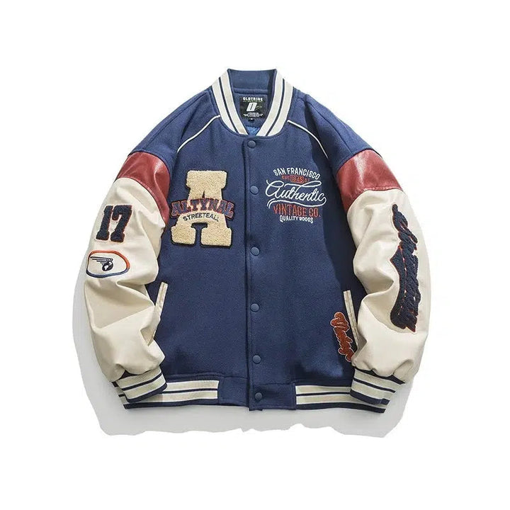 Retro Letter Flocking Baseball Jacket