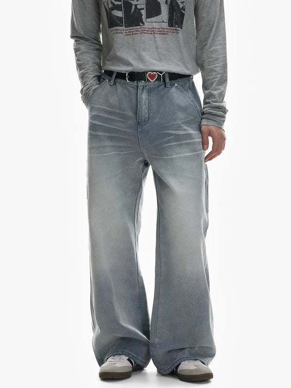 Wide Leg Washed Denim Jeans Pants 2