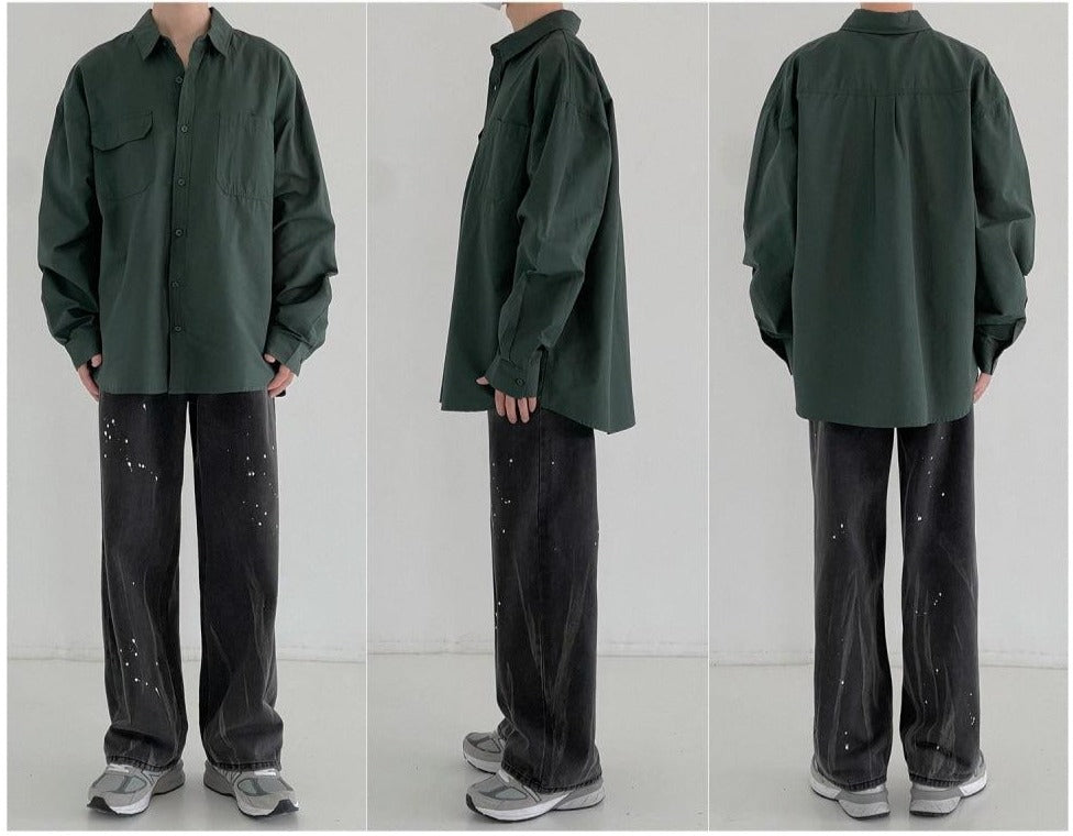 Retro Long-sleeved Lapel Shirt