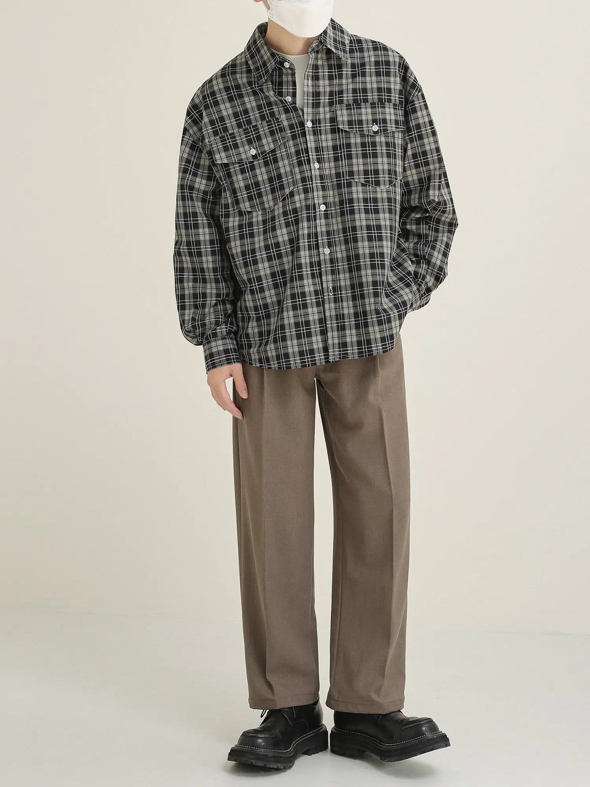 Retro Long-sleeved Plaid Shirt