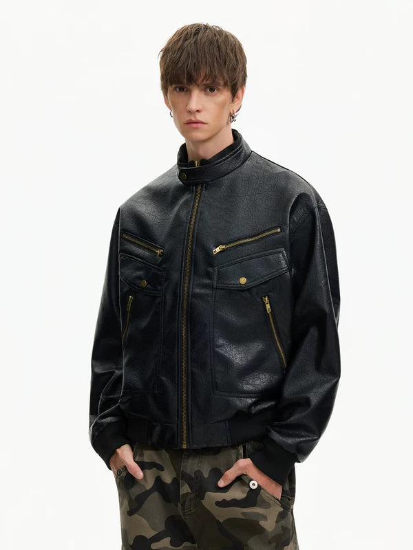 Retro PU Leather Motorcycle Jacket 3