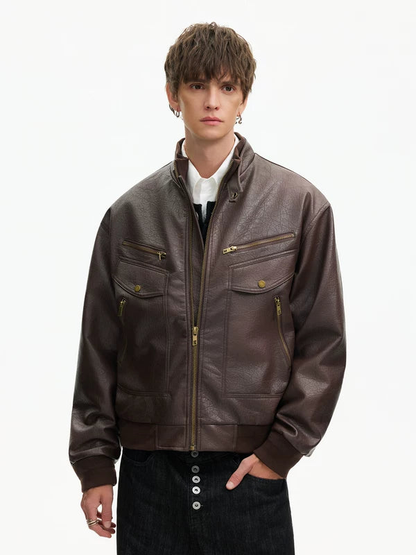 Retro PU Leather Motorcycle Jacket 4