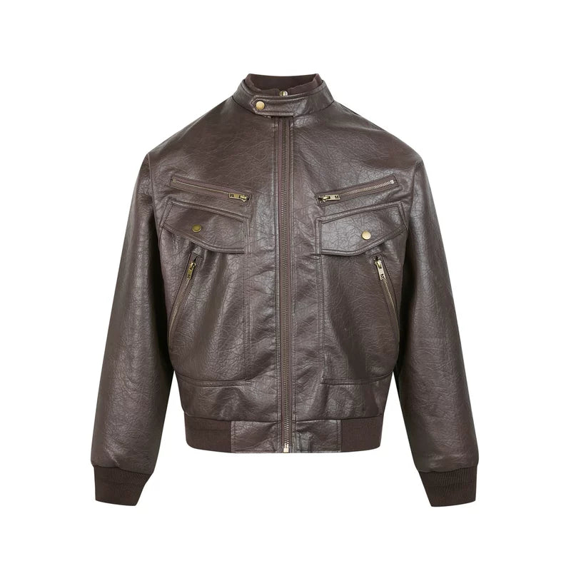 6191414427164,6191414427165,6191414427166,6191414427167, Retro PU Leather Motorcycle Jacket