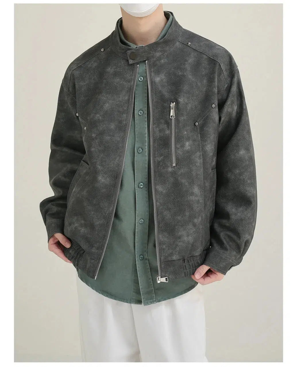 Retro Matte Leather Rivet Jacket