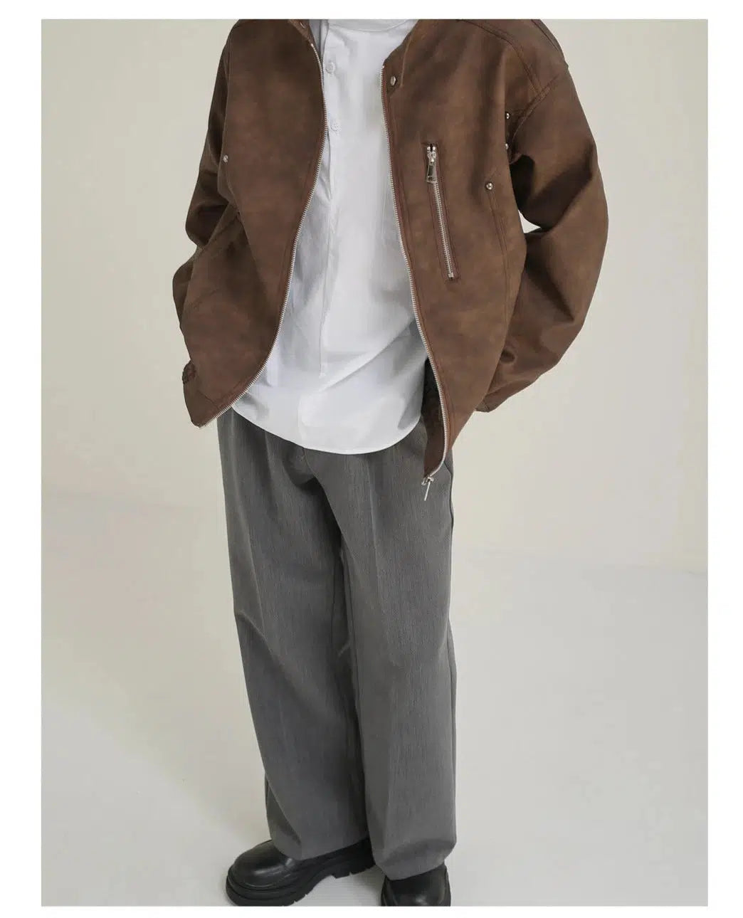 Retro Matte Leather Rivet Jacket