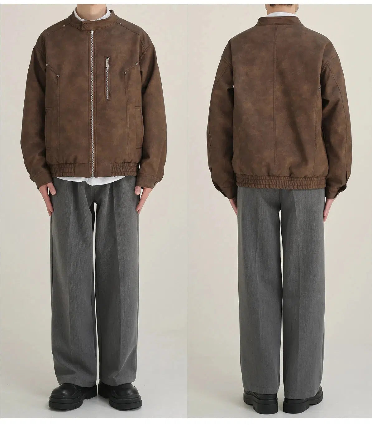 Retro Matte Leather Rivet Jacket