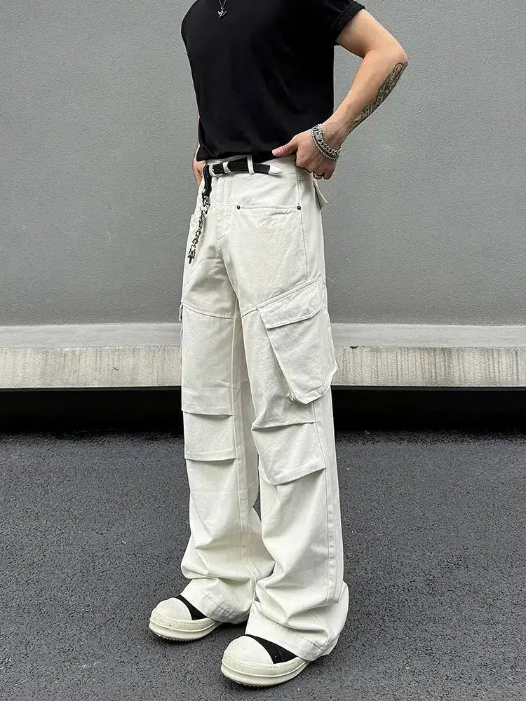 Retro Multi-pocket Straight Cargo Pants