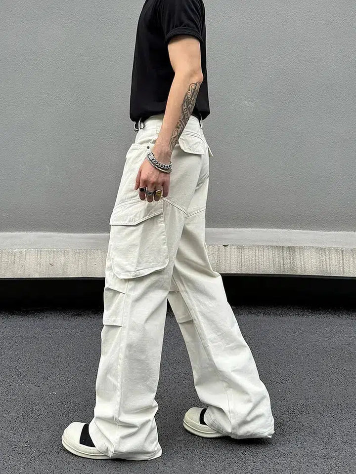 Retro Multi-pocket Straight Cargo Pants